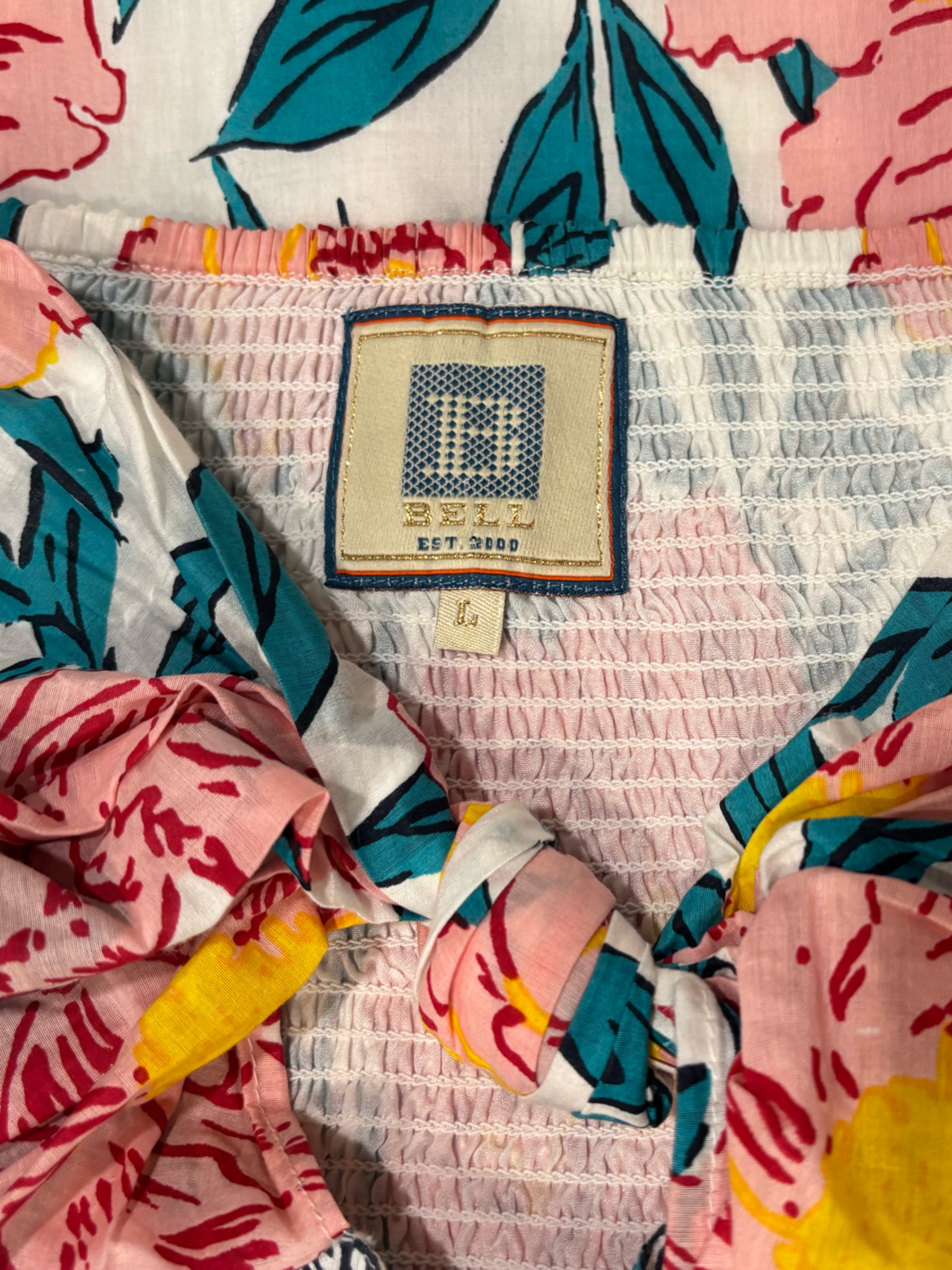 Bell By Alicia Bell Sundress, Strapless, Floral Silk Print, Size L, Resortwear — image 4 of 5